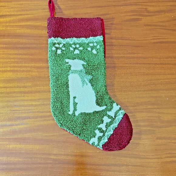 White Dog Christmas Stocking Southern‎ Living 🐶 Boucle 🎄 - Picture 1 of 5
